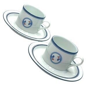 Dansk Bistro Vintage Set of 2 Maribo Coffee Cups w/ Saucers Made in Japan 2.375"